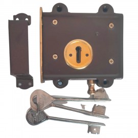 DOOR LOCK WITH TOWER BOLT 3 KEY POLISHED FINISH