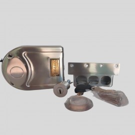 TRIBOLT COMBINATION MAIN DOOR LOCK STAINLESS STEEL FINISH