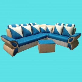 Five Seater L shaped sofa set Teapay with 2 matching pillows / Designer sofa set / Corner sofa set (2 + 2 + 1)
