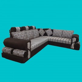 Five Seater L shaped sofa set with 2 matching pillows / Designer sofa set / Corner sofa set (2 + 2 + 1)