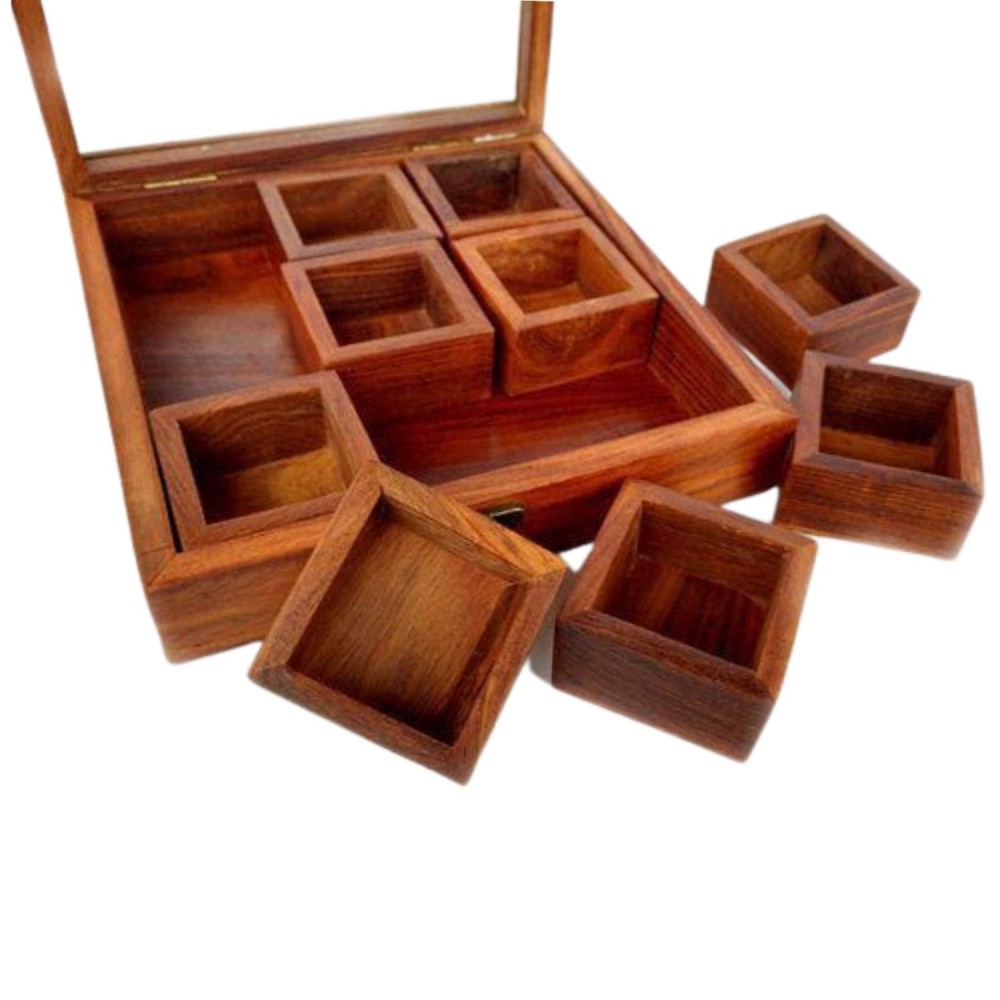 WOODEN SPICE BOX 