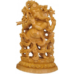 WOODEN GANESHA STATUE 12 INCH