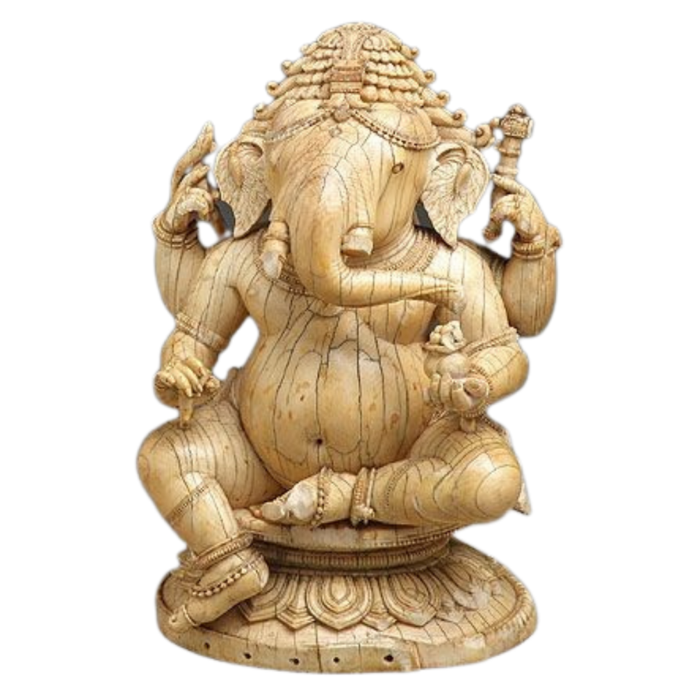 WOODEN GANESHA STATUE 9 INCH