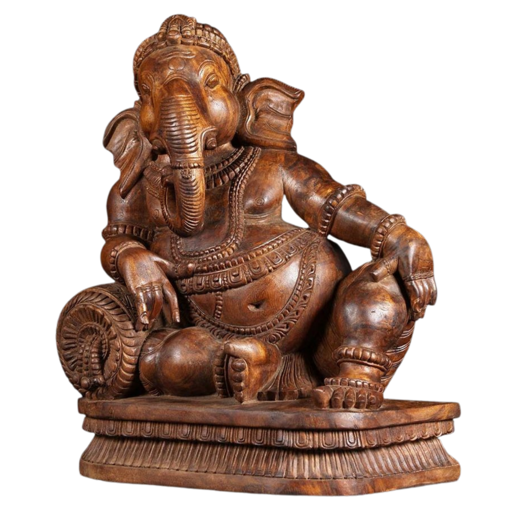 WOODEN GANESHA STATUE 9 INCH