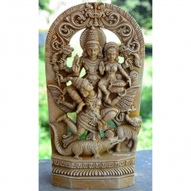 WOODEN SIVAN PARVATHI STATUE 18 INCH