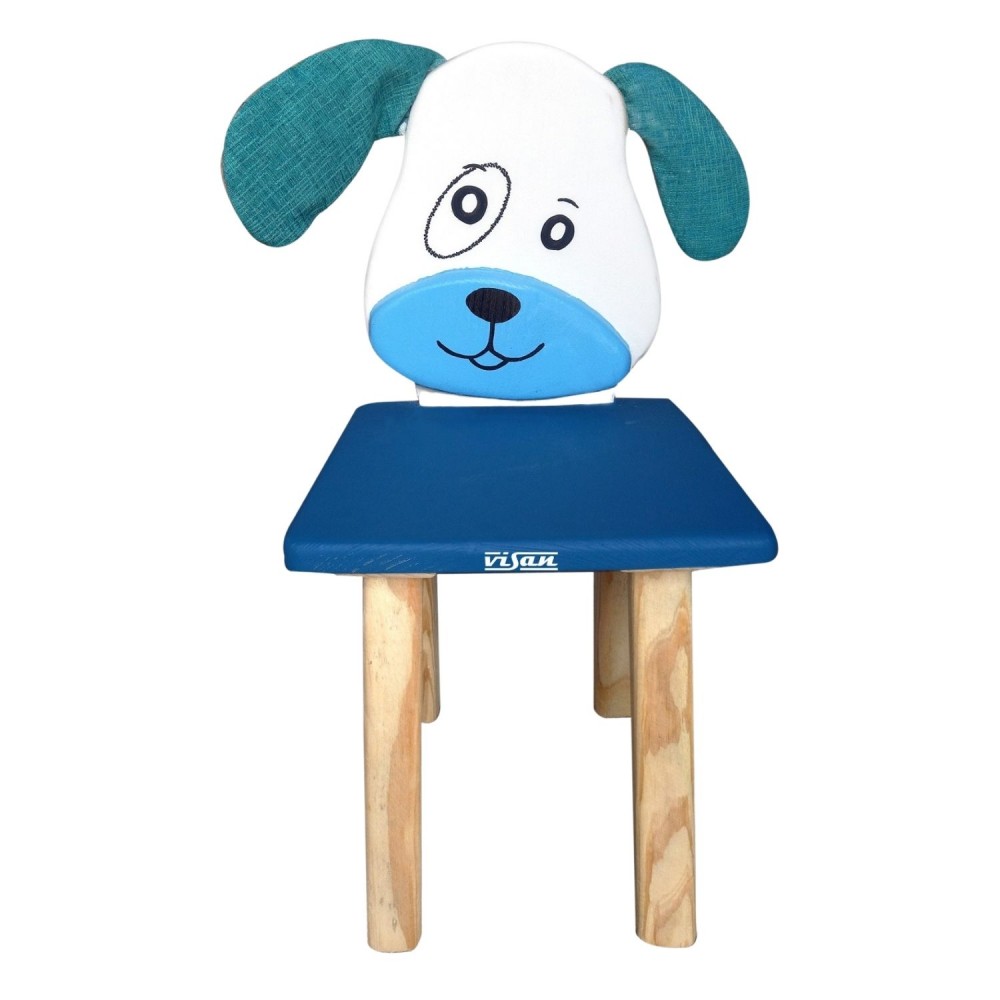 DOG CHAIR - VISAN Brand Handmade Kid's Pinewood Chair Dog FACE with Soft Ears Suitable for 1-3 YRS 