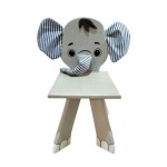 ELEPHANT CHAIR  - VISAN Brand Handmade Kid's Pinewood Chair ELEPHANT FACE with Soft Ears and Trunk Suitable for 1-3 YRS / DURABLE WOODEN SOFT FURNITURE FOR KIDS COLOR GREY