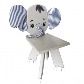 ELEPHANT CHAIR  - VISAN Brand Handmade Kid's Pinewood Chair ELEPHANT FACE with Soft Ears and Trunk Suitable for 1-3 YRS / DURABLE WOODEN SOFT FURNITURE FOR KIDS COLOR GREY