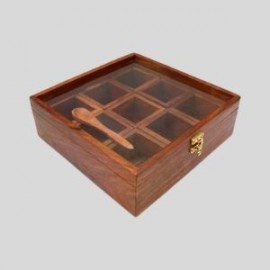 WOODEN SPICE BOX WITH SPOON