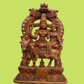 WOODEN SHIVA PARVATI STATUE