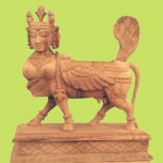 WOODEN KAMADHENU STATUE