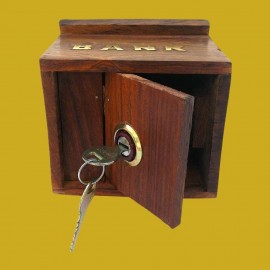 Wood Handicrafts Wooden Money Box With Lock Piggy Bank Coin Box Children Gift
