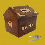 Wood Handicrafts Wooden Money Box With Lock Piggy Bank Coin Box Children Gift