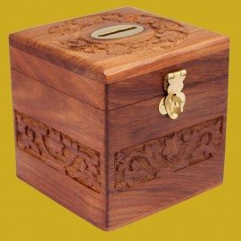 Wood Handicrafts Wooden Money Box With Lock Piggy Bank Coin Box Children Gifts      