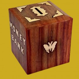 Wood Handicrafts Wooden Money Box With Lock Piggy Bank Coin Box Children Gift