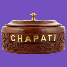 WOODEN CHAPATI BOX WITH LID - 8 INCHES