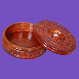WOODEN CHAPATI BOX WITH LID