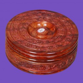 WOODEN CHAPATI BOX WITH LID