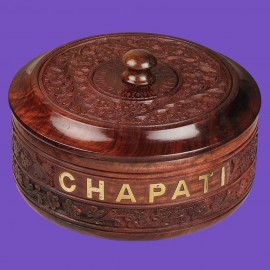 WOODEN CHAPATI BOX WITH LID - 9 INCHES