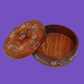 WOODEN CHAPATI BOX WITH LID