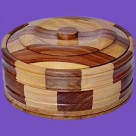 WOODEN CHAPATI BOX WITH LID 