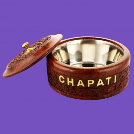 WOODEN CHAPATI BOX WITH LID - 8 INCHES